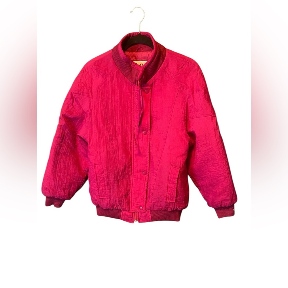 CLIPPER MIST Vintage Hot Pink Bomber Jacket XS Retro Zip Lightweight Statement